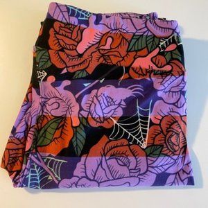 LuLaRoe Plus Size Leggings TC Halloween Web Roses